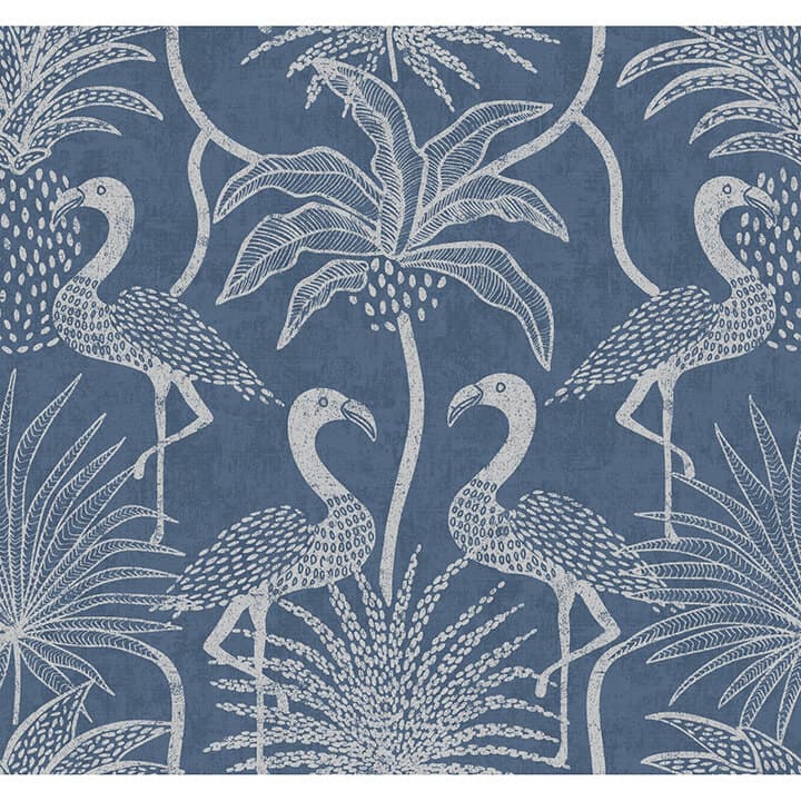 Biscayne Navy Flamingo Beach Wallpaper
