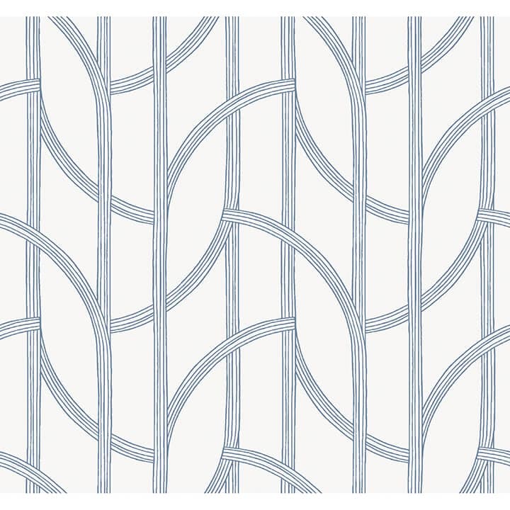 Salvo Navy Curved Contours Wallpaper
