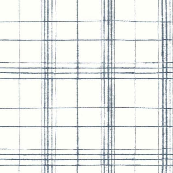 Farmhouse Plaid Wallpaper- Navy/White