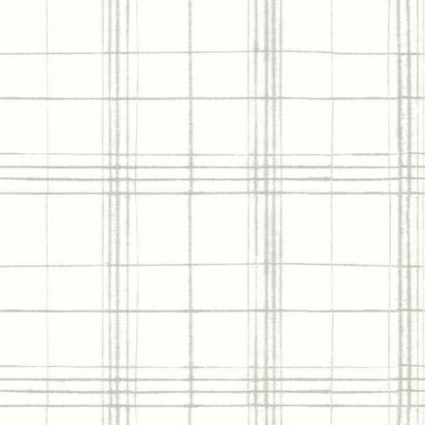 Farmhouse Plaid Wallpaper- Linen/White