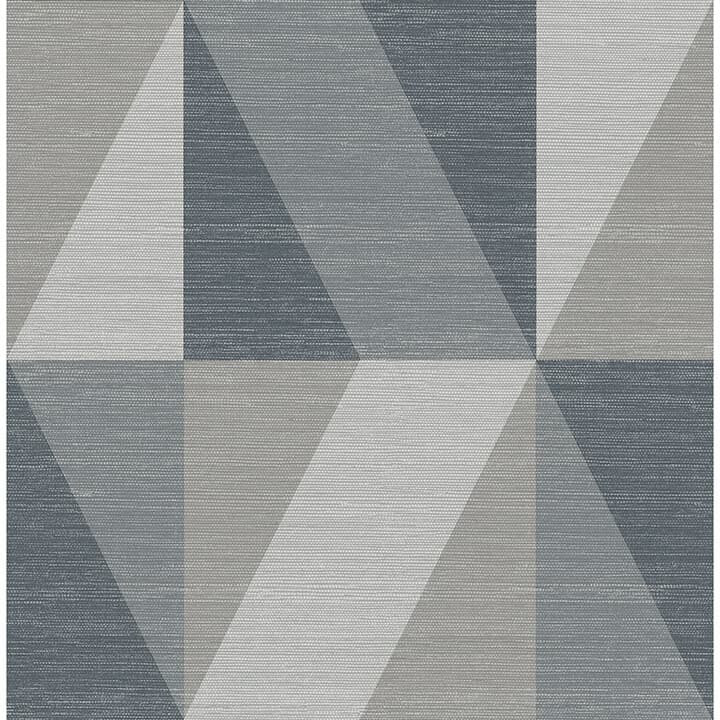 Winslow Slate Geometric Faux Grasscloth Wallpaper