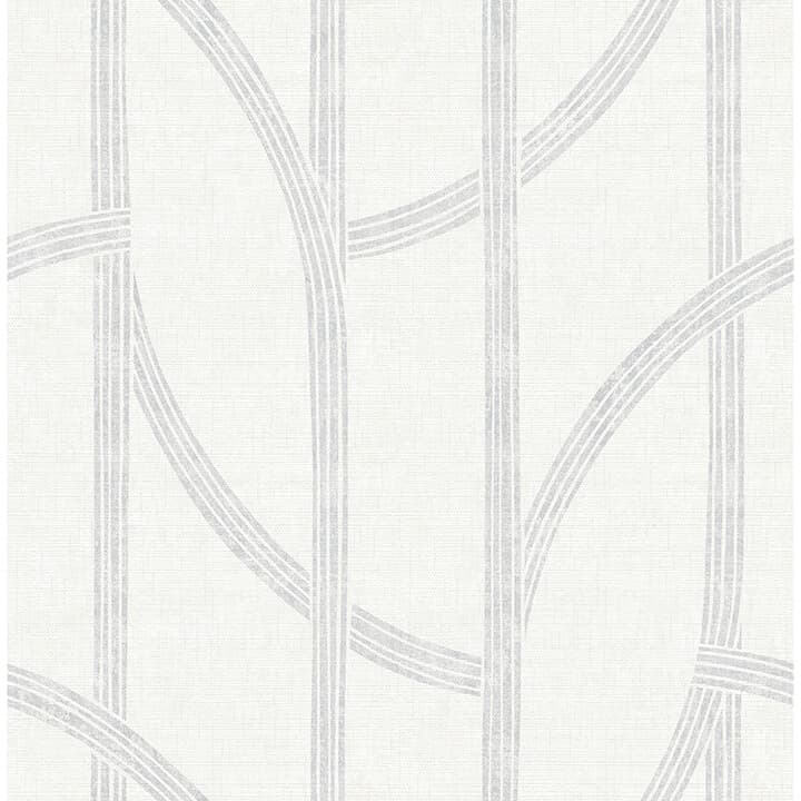 Harlow Silver Curved Contours Wallpaper