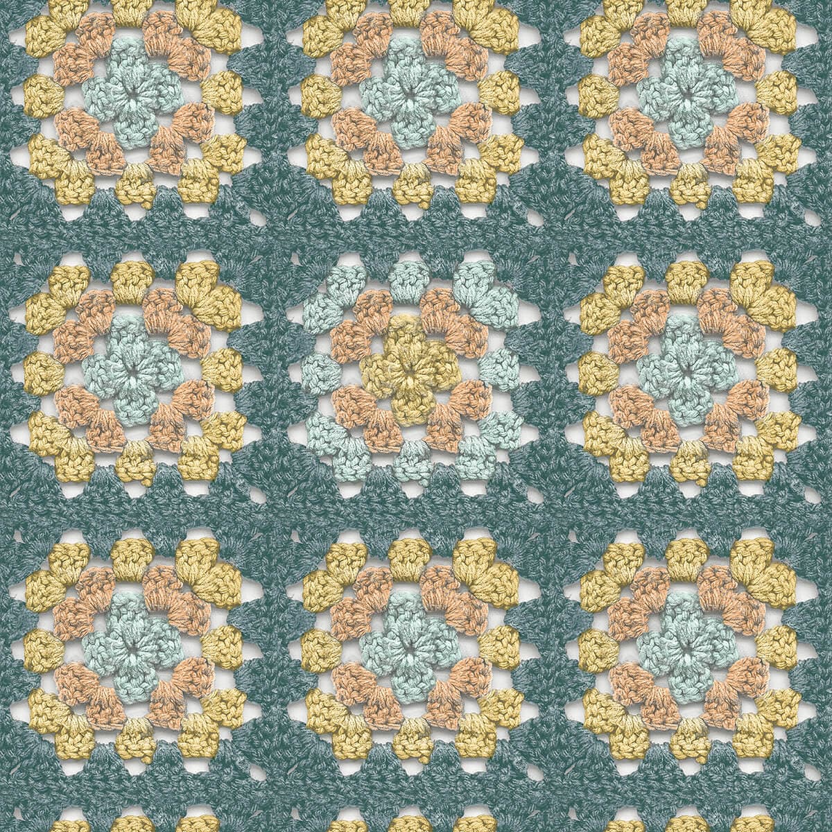 Maud Teal Crochet Geometric Wallpaper