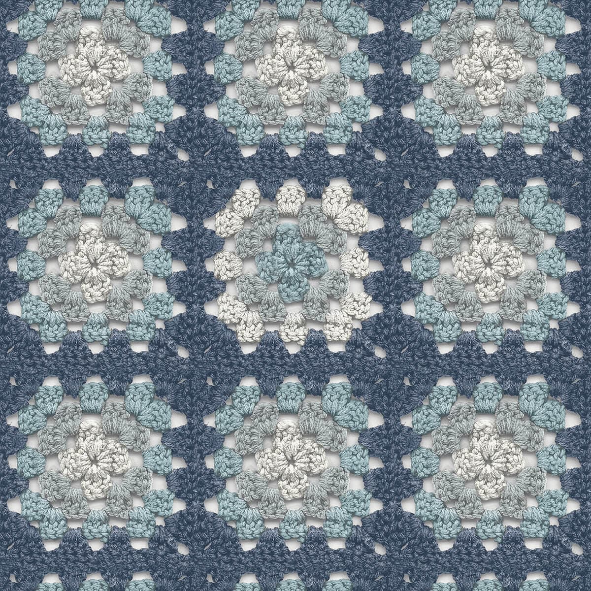 Maud Blue Crochet Geometric Wallpaper