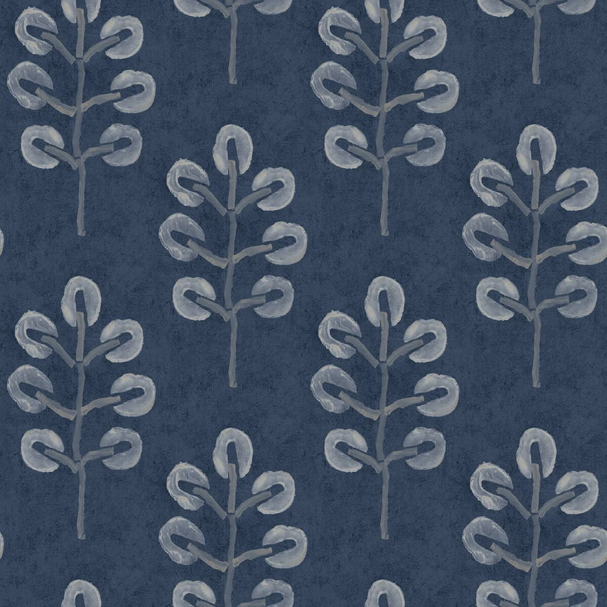 Plum Tree Dark Blue Botanical Wallpaper