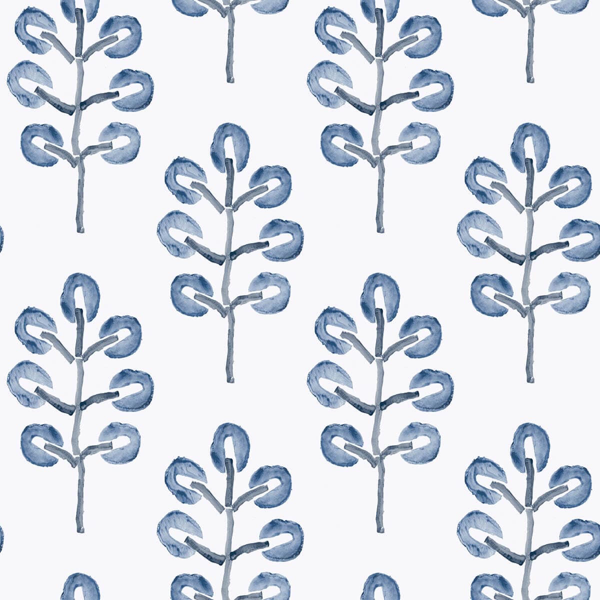 Plum Tree Blue Botanical Wallpaper