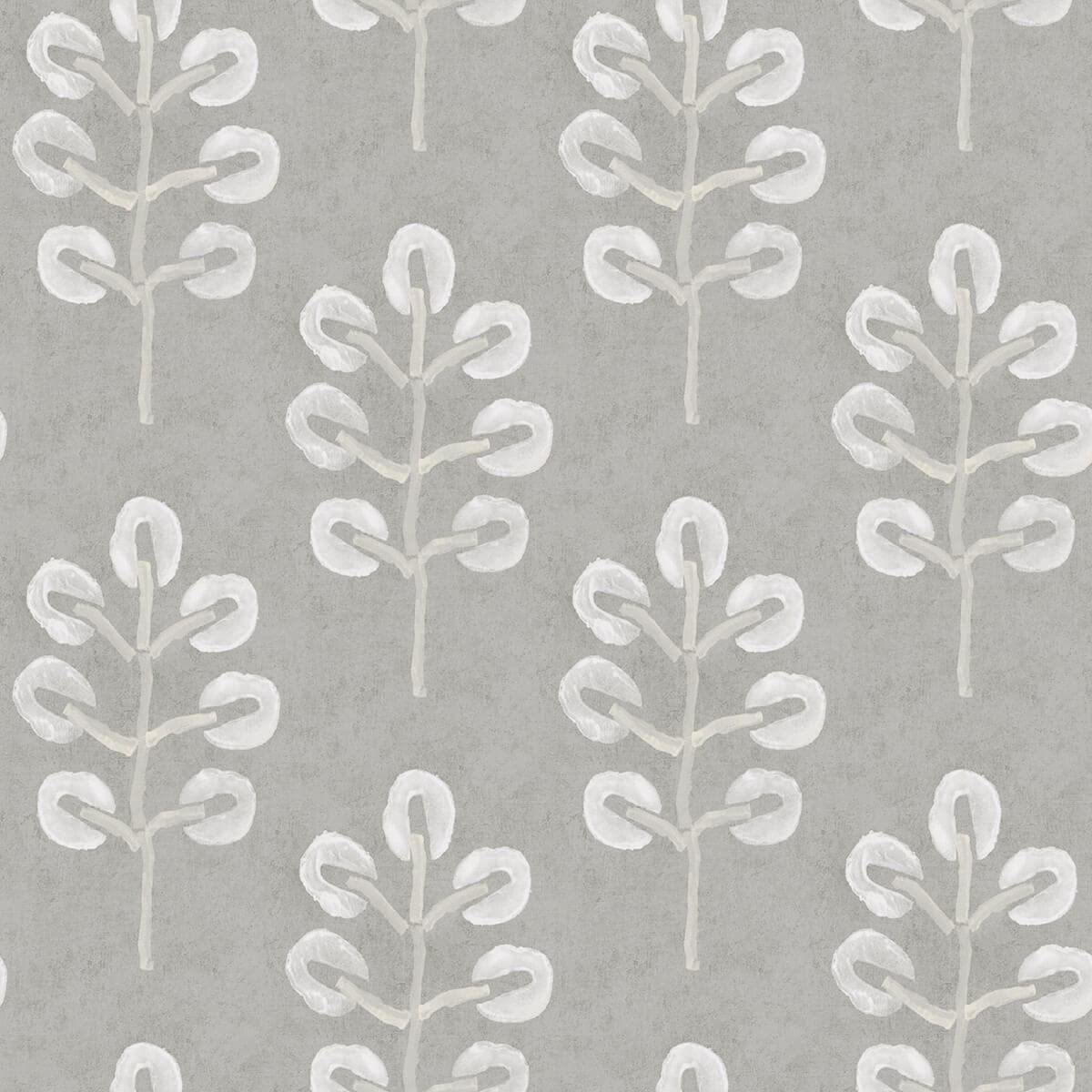 Plum Tree Grey Botanical Wallpaper