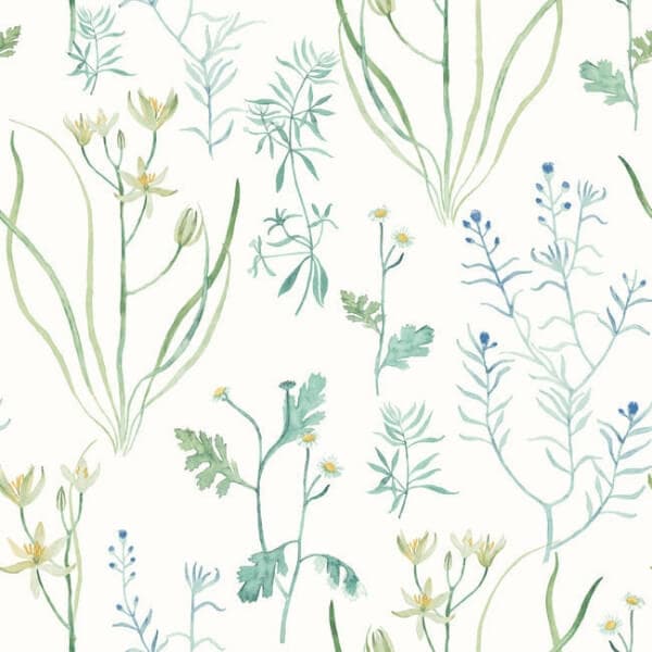 Alpine Botanical Peel and Stick Wallpaper- Blue