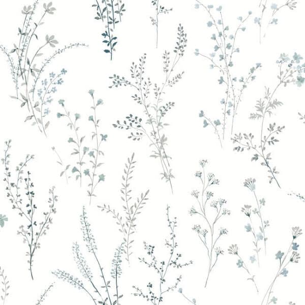 Wildflower Sprigs Peel and Stick Wallpaper- Blue/Green