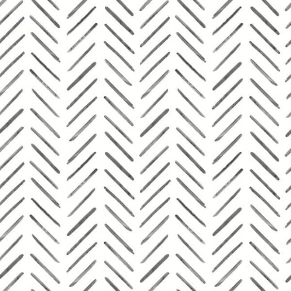 Painted Herringbone Peel and Stick Wallpaper- Black