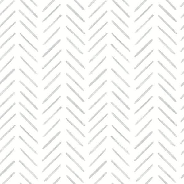Painted Herringbone Peel and Stick Wallpaper- Fog