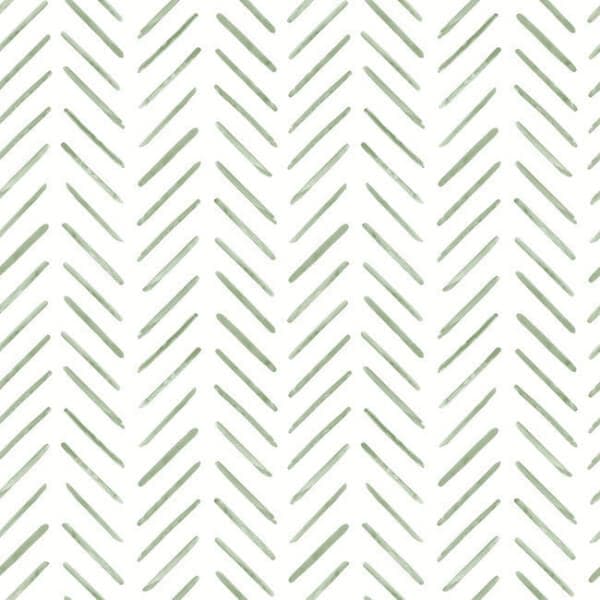 Painted Herringbone Peel and Stick Wallpaper- Fern