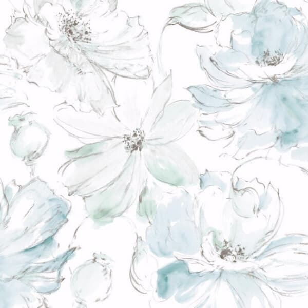 Floral Dreams Peel and Stick Wallpaper- Teal/Mineral Gree