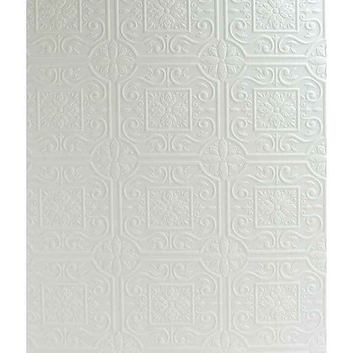 Ibold White Tin Ceiling Scroll Paintable Wallpaper