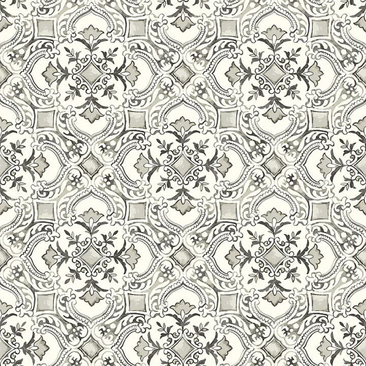 Marjoram Black Floral Tile Wallpaper