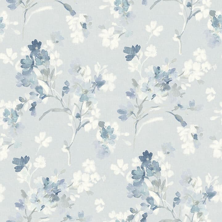 Azalea Light Blue Floral Branches Wallpaper